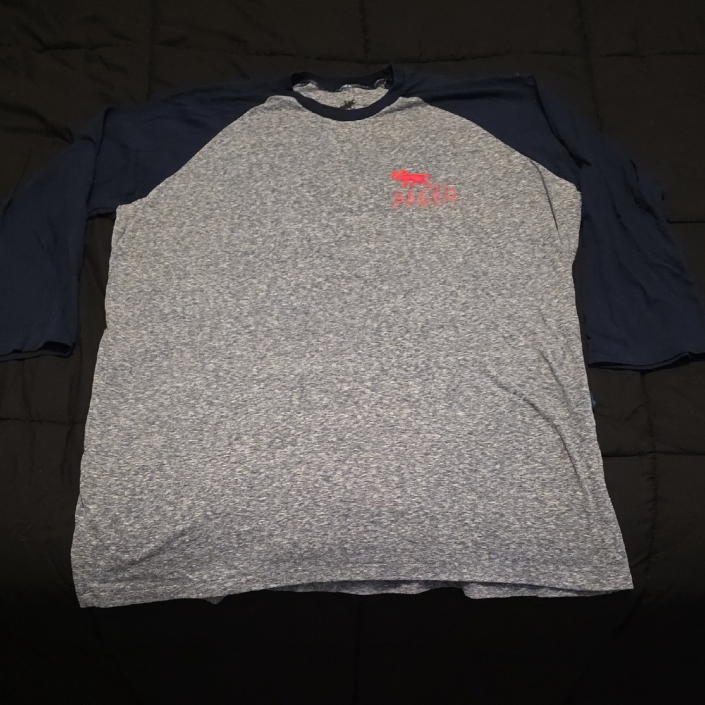 Men's Gray and Blue Baseball Shirt